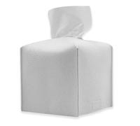 Portafazzoletti, Portafazzoletti di Carta, Scatola per Fazzoletti per Soggiorno Bagno Cucina Ufficio Auto, Scatola Portafazzoletti in Morbida Pelle, Quadrata, Cuoio Addensare,13 x 13 x 13 cm - Bianco