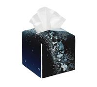 Portafazzoletti quadrato in pelle di Babbo Natale che si muove per cavalcare le sue renne - Organizer decorativo di alta qualità per mobiletto del bagno, comodino e piano di lavoro