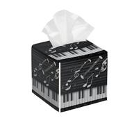 Portafazzoletti quadrato in pelle impermeabile con note musicali per pianoforte, per casa e ufficio
