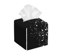 Portafazzoletti quadrato in pelle nera con glitter finti, organizer decorativo di alta qualità con base antiscivolo per mobiletto del bagno, comodino, piano d'appoggio