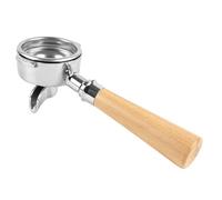 Portafiltro da 58 mm, con beccuccio singolo, senza fondo, per E61, cestello filtrante con manico in legno, resistente, per bocchette a orecchie, per serie Barista e macchina da caffè espresso (legno
