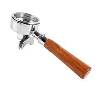 Portafiltro da 58 mm, doppio beccuccio, senza fondo, per E61, cestello filtrante con manico in legno, resistente, per bocchette a orecchie, per serie Barista e macchina da caffè espresso (palissandro