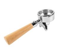 Portafiltro per caffè, 58 mm, doppio beccuccio, senza fondo, per E61, manico in legno massiccio, resistente, per bocchette per orecchie serie Barista e macchina da caffè espresso (legno di faggio)
