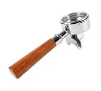 Portafiltro per caffè, 58 mm, doppio beccuccio, senza fondo, per E61, manico in legno massiccio, resistente, per bocchette per orecchie, per serie Barista e macchina da caffè espresso (palissandro