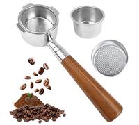 Portafiltro senza fondo 51 mm per DeLonghi Dedica EC680/EC685/EC885 con 3 orecchie e manico in legno, filtro in acciaio inox da 0,3 mm, compatibile con EC785/EC820/EC850/EC860, All Stainless Steel
