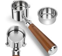 Portafiltro senza fondo da 51 mm, 3 orecchie, compatibile con macchina da caffè espresso De-longhi La Specialista EC9335 9155 9355 9665, cestello filtro 100% in acciaio inox (2 tazze) e manico in noce