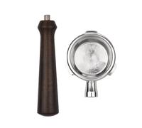 Portafiltro senza fondo da 58 mm con 3 orecchie, manico in legno for tazza, filtro di ricambio, compatibilità for Barsetto BA101 BA102 Calphalon Temp IQ(Black)
