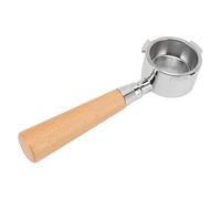 Portafiltro senza fondo per caffè, a 3 orecchie, con rete a pori fini migliorati, per macchine da caffè, manico ergonomico staccabile con impugnatura in legno di faggio, struttura in lega di zinco