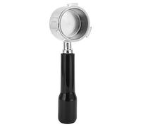 Portafiltro senza fondo per macchina da caffè, porta accessori da caffè in acciaio inox, cestino di ricambio per barista/uso domestico, manico ergonomico in legno, 220 mm (nero) (51 mm)