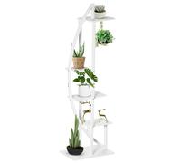 Portafiori a 5 Livelli a Mezzaluna 50x30x160 cm per Interni ed Esterni in MDF e Acciaio Bianco