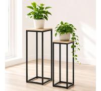Portafiori in metallo nero angolare set di 2 porta piante da 60 cm e 70 cm