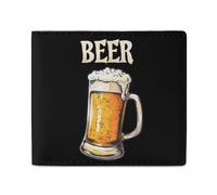Portafogli a doppia piega con scritta "Beer Novelty Bifold Funny Purse Front Pocket Holder Money Clip con ID Credit Card Slots for Men Women 11,4 x 10,2 cm