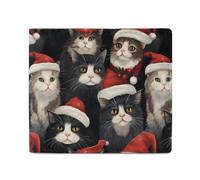 Portafogli a due volti con gatti con cappello di Babbo Natale, divertente tasca frontale porta soldi con scomparti per carte di credito per uomini e donne 11,4 x 10,2 cm
