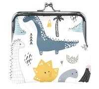 Portafogli a forma di dinosauro carino per uomini e donne, fibbia in pelle, piccolo portamonete per ragazze, simpatico dinosauro, bianco, classico, Carino cartone animato dinosauro, bianco, Classico