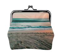 Portafogli a tema spiaggia tramonto da donna, portamonete da donna, piccolo portafoglio da donna, adatto per le donne, elegante e personalizzato, nero, taglia unica, Art Deco, Nero , Taglia unica, Art