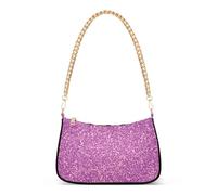 Portafogli a tracolla con cerniera floreale viola pixel glitter pochette borse per tutti i giorni da donna Hobo Party borsa con tracolla a catena