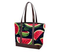 Portafogli a tracolla da donna con foglie verdi anguria, grandi, in morbida pelle lavata e borse resistenti, Multicolore 02, 33.8x12x31cm/13.3x4.7x12.2 in