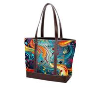 Portafogli a tracolla da donna con foglie verdi anguria, grandi, in morbida pelle lavata e borse resistenti, Multicolore 05, 33.8x12x31cm/13.3x4.7x12.2 in