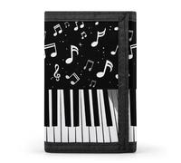 Portafogli a tre ante con chiavi di pianoforte musicale, porta carte di credito, 8 scomparti, portachiavi, finestra per foto, per uomini e donne, Stile 35., Taglia unica, Per tutte le stagioni
