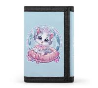 Portafogli a tre ante con gatto carino principessa con porta carte di credito 8 slot portachiavi finestra foto per uomini donne, Stile-12, Taglia unica, Per tutte le stagioni