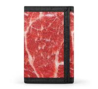 Portafogli a tre ante con motivo carne cruda, con porta carte di credito, 8 scomparti, portachiavi, finestra per foto, per uomini e donne, Stile 26., Taglia unica, Per tutte le stagioni