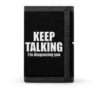 Portafogli a tre ante con porta carte di credito e 8 slot portachiavi con finestra per foto per uomini e donne con scritta in inglese "Keep Talking Diagnosing You", Stile 25., Taglia unica, Per tutte
