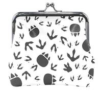 Portafogli alla moda in pelle nera con graziosa fibbia bacio Lock, borsa per monete, tracce di animali alla moda, colore nero, taglia unica, Tracce di animali alla moda nero, Taglia unica, Classico