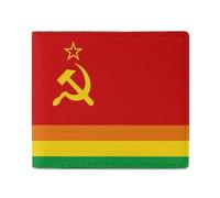 Portafogli bifold con bandiera dell'URSS arcobaleno, divertente portamonete con tasca frontale e scomparti per carte di credito, per uomini e donne, 11,4 x 10,2 cm