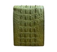 Portafogli bifold in vero alligatore per uomo, portafogli da uomo in vera pelle di coccodrillo, Pelle di Hornback Alligatore Verde, 9 x 12cm, Minimalista