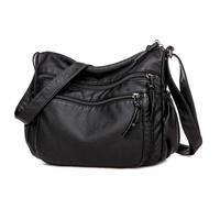 Portafogli borse da donna vintage borsa a tracolla morbida PU leggera borsa a tracolla New Chic uomo borse, Nero , taglia unica