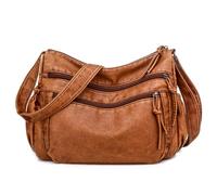 Portafogli borse da donna vintage borsa a tracolla morbida PU leggera borsa a tracolla New Chic uomo borse, marrone, taglia unica
