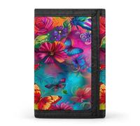 Portafogli colorati con farfalle e fiori, con porta carte di credito, 8 scomparti, portachiavi, finestra per foto, per uomini e donne, Stile 11, Taglia unica, Per tutte le stagioni