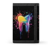 Portafogli colorati per dentisti con porta carte di credito e denaro, 8 scomparti, portachiavi, finestra per foto, per uomini e donne, Stile 25., Taglia unica, Per tutte le stagioni