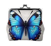 Portafogli con chiusura a bacio impermeabile e versatile, con ciondolo a forma di farfalla blu, per chiavi e carte