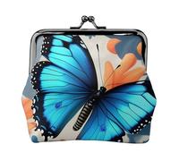 Portafogli con chiusura a bacio impermeabile e versatile, con ciondolo a forma di farfalla blu, per chiavi e carte