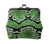 Portafogli con chiusura a bacio impermeabile e versatile, con stampa in pelle di serpente verde, per chiavi e carte