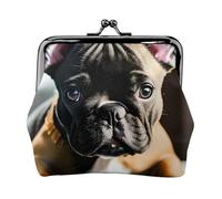 Portafogli con ciondolo a forma di bulldog francese e portamonete versatile, impermeabile, con chiusura a bacio, per chiavi e carte
