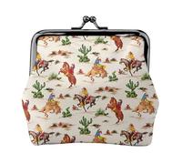 Portafogli con ciondolo a forma di cavallo da cowboy e portamonete versatile, impermeabile, con chiusura a bacio, per chiavi e carte