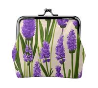 Portafogli con ciondolo a forma di francobollo di lavanda e portamonete versatile, impermeabile, con chiusura a bacio, per chiavi