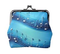 Portafogli con ciondolo a forma di note musicali blu cielo e portamonete versatile, impermeabile, con chiusura a bacio, per chiavi e carte