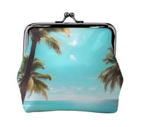 Portafogli con ciondolo a forma di palme e mare, versatile, impermeabile, con chiusura a bacio, per chiavi e carte
