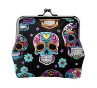 Portafogli con ciondolo a forma di teschio di zucchero, versatile, impermeabile, con chiusura a bacio, per chiavi e carte