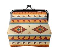 Portafogli con ciondolo con stampa nativa americana e portamonete versatile, impermeabile, con chiusura a bacio, per chiavi e carte