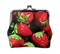 Portafogli con motivo fragola da donna, portamonete da donna, piccolo portafoglio da donna, adatto per le donne, elegante e personalizzato, nero, taglia unica, Art Deco, Nero , Taglia unica, Art Deco