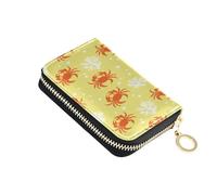 Portafogli con porta carte di credito RFID con motivo a fiore di granchio, per donne, in pelle gialla, con cerniera, portafoglio a fisarmonica, regalo da donna