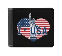 Portafogli con scritta "I Love U.S. Statua della Libertà", sottile, con tasca frontale e porta carte di credito, per donne e uomini, Stile:, Taglia unica, Per tutte le stagioni