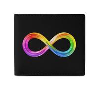 Portafogli con simbolo dell'infinito arcobaleno per la consapevolezza dell'autismo, con tasca frontale, con scomparti per carte di credito, per uomini e donne, 11,4 x 10,2 cm