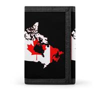Portafogli con stampa della mappa della bandiera del Canada, con tasca frontale e scomparti per carte di credito, Stile:, Taglia unica