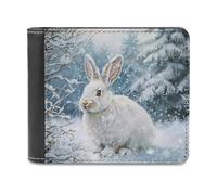 Portafogli con stampa di coniglio bianco in un giorno di neve, morbido, sottile, tasca frontale, con porta carte di credito, per uomini e donne, 11,4 x 8,9 cm, Stile:, Taglia unica