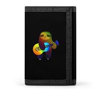 Portafogli con stampa di musica e bradipo arcobaleno con chitarra bradipo e 3 tasche frontali con finestra per documento d'identità, regalo per uomini e donne, Stile:, Taglia unica, MHXYZHW